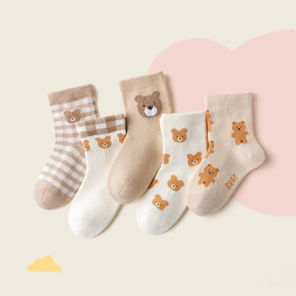 5 Pairs Of Cute Cartoon Children's Socks - 563175Color