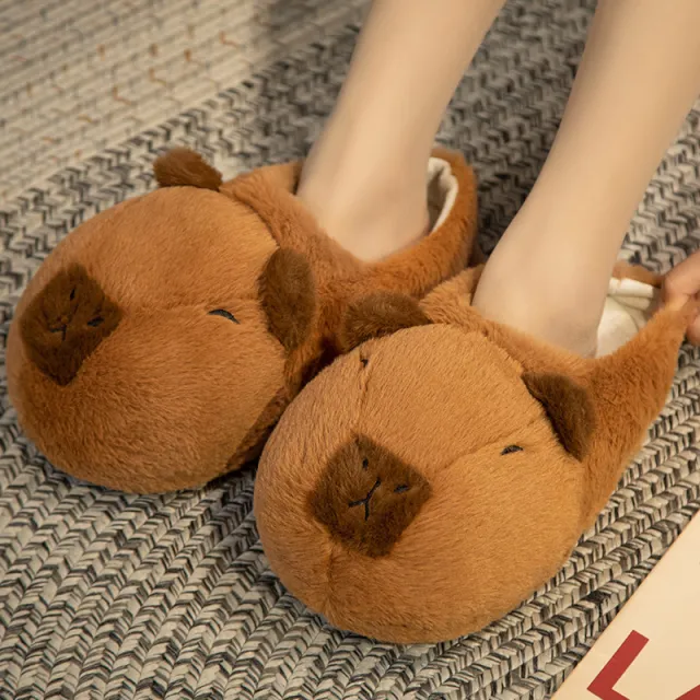 Capybara Plush Slippers Winter Girls' Home Cotton Shoes Capabala Cotton Shoes 35 - Shop at LoveMi