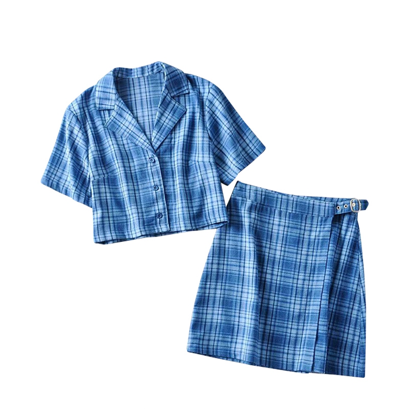 American Retro Loose Fitting Suit Collar Plaid Shirt