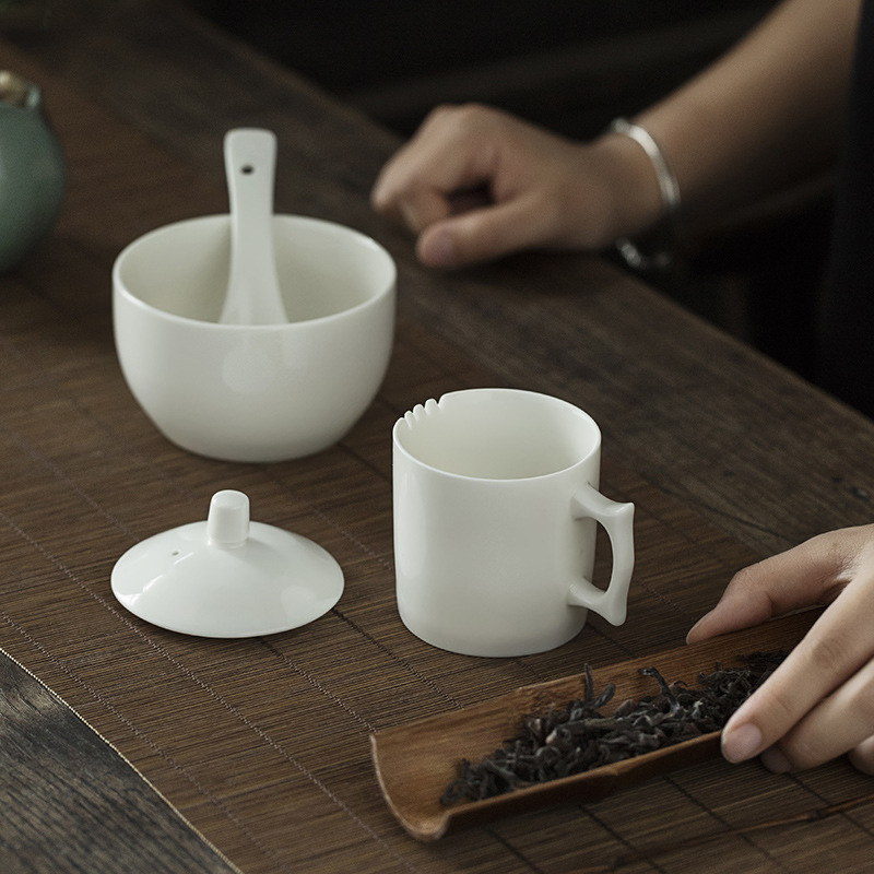 Dehua White Porcelain Teaware Gaiwan Set High-end Business