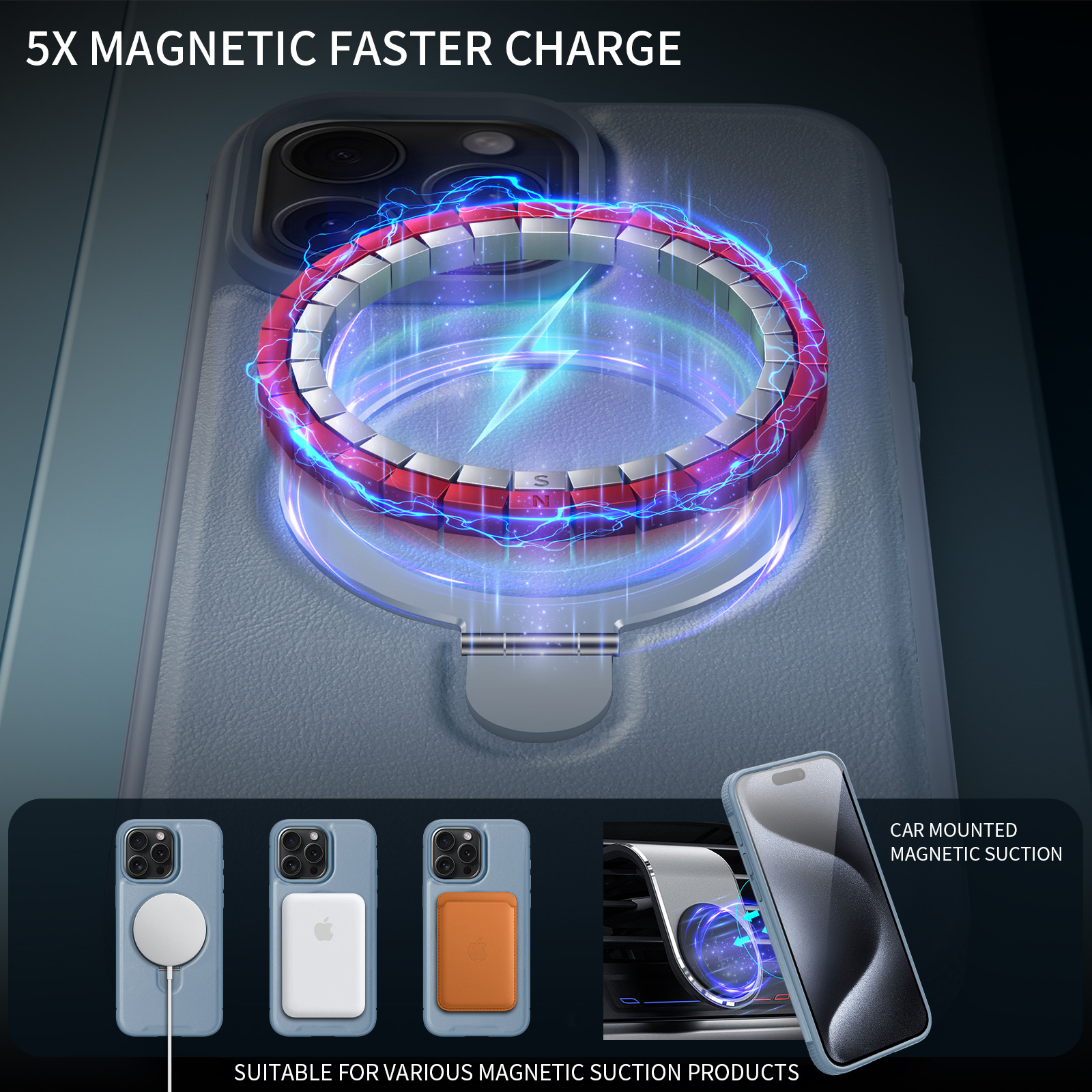 Mobile Phone Case Pivot Magnetic Attraction Rotation - Image 3