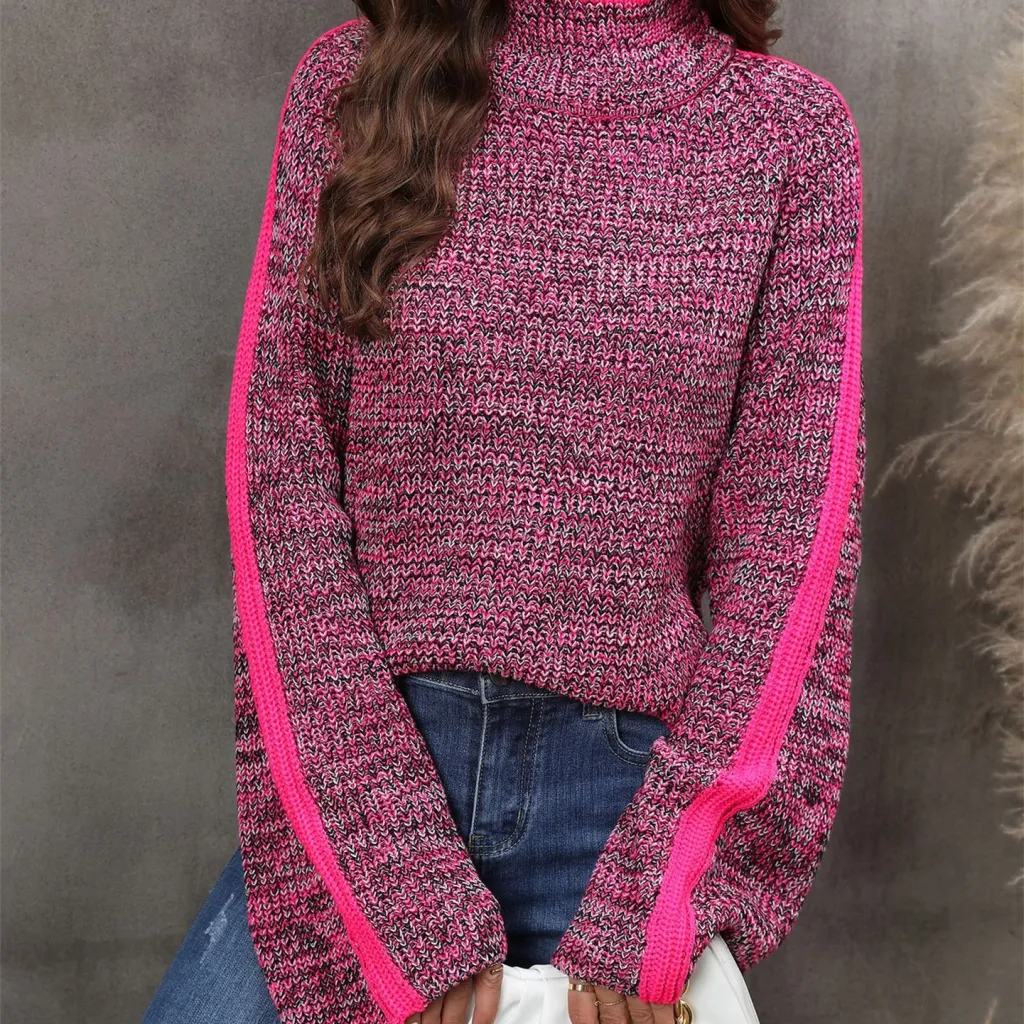Sweater Patched Color Woven Shirt Cover - Rose
