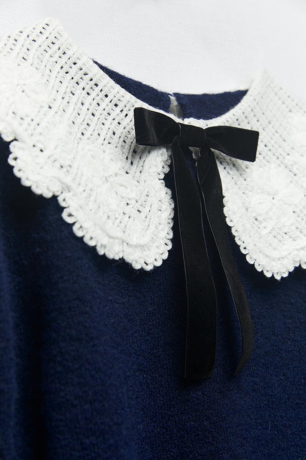 Women's Fashion Lace Peter Pan Collar Bow Short Sleeve