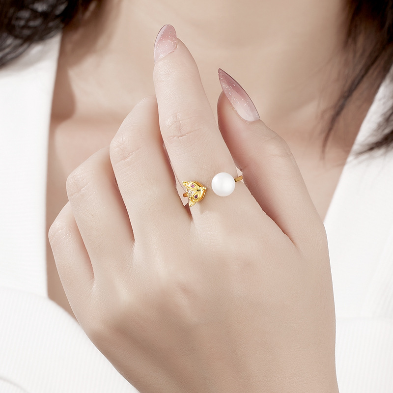 Freshwater Pearl Fox Ring Eardrop Frame Accessories