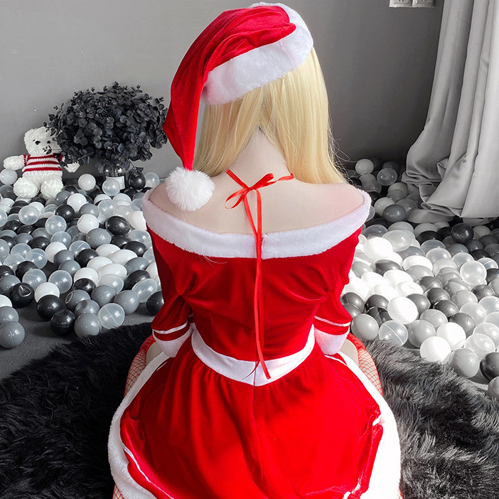Women's Fashion Simple Christmas Tube Top Uniform Suit
