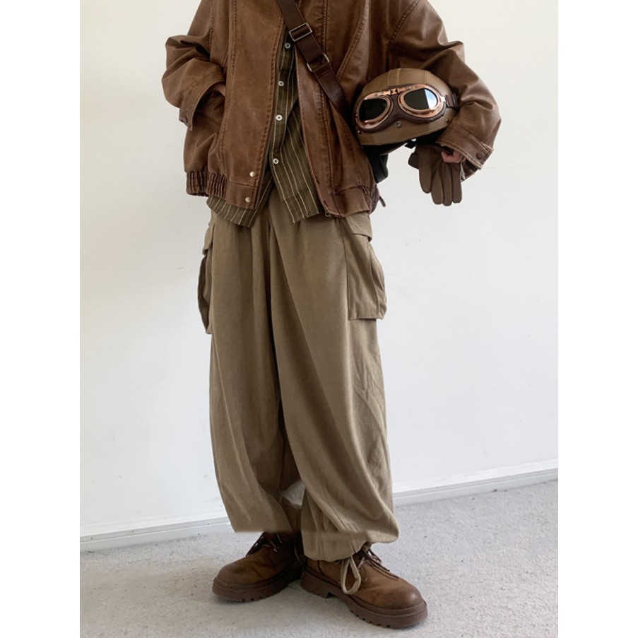 Retro Corduroy Overalls Men's Loose Wide-leg Pants