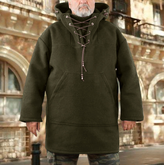 Mid-length Casual Hoodie Sweatshirt Men Lace-up Sweater Men's Clothes