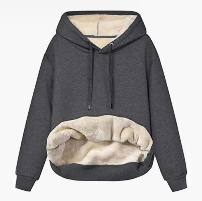 Women Round Neck Pullover Sweater Thickened - Grey1 - View 1