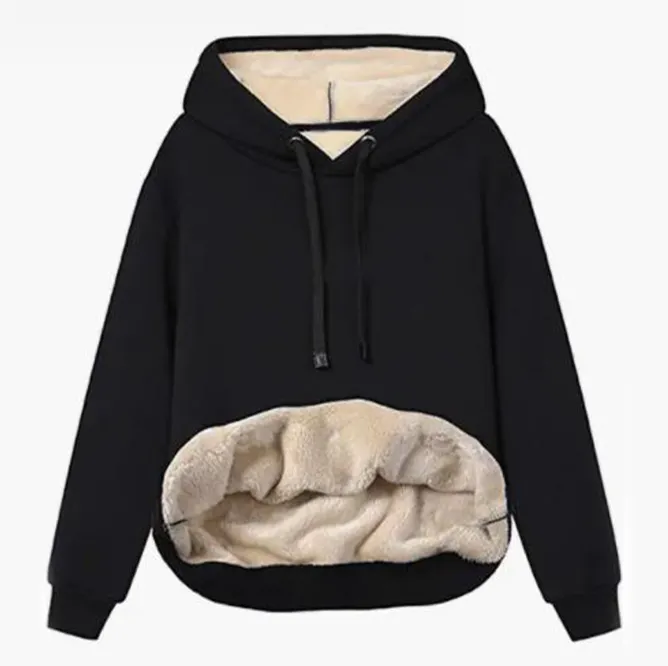 Women Round Neck Pullover Sweater Thickened - Black1 - View 1