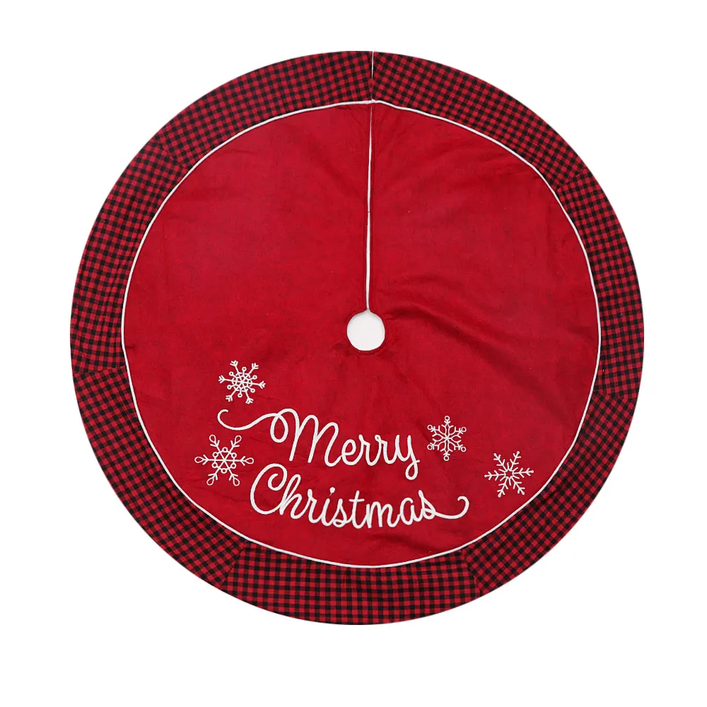 Black And Red Plaid Edging Christmas-tree Skirt - Black And Red Grid