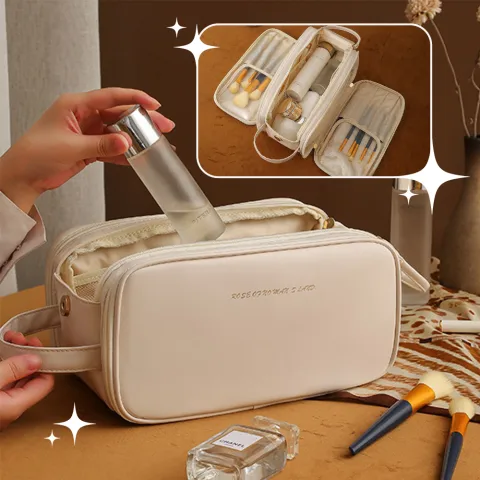 Three-layer Double Zipper U-shaped Design Cosmetic Bag Fashion High