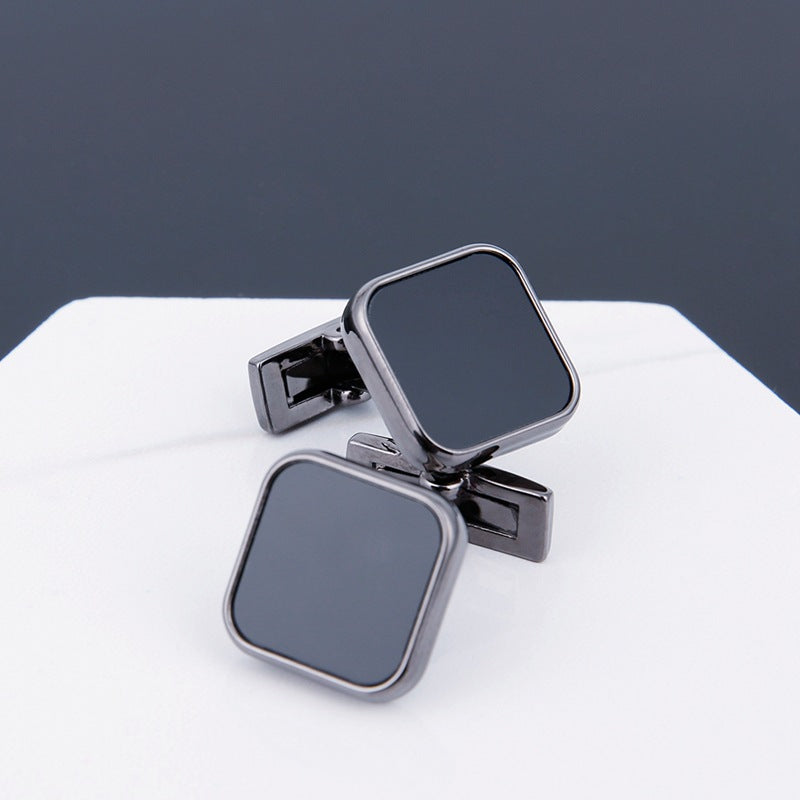 Men’s Cufflinks Tie Clip Suit Casual Pure Black Square Elegant Accessories