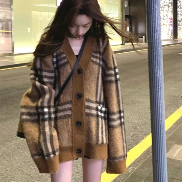 Loose And Lazy Style Mid length Knitted Cardigan Jacket - Shop at LoveMi