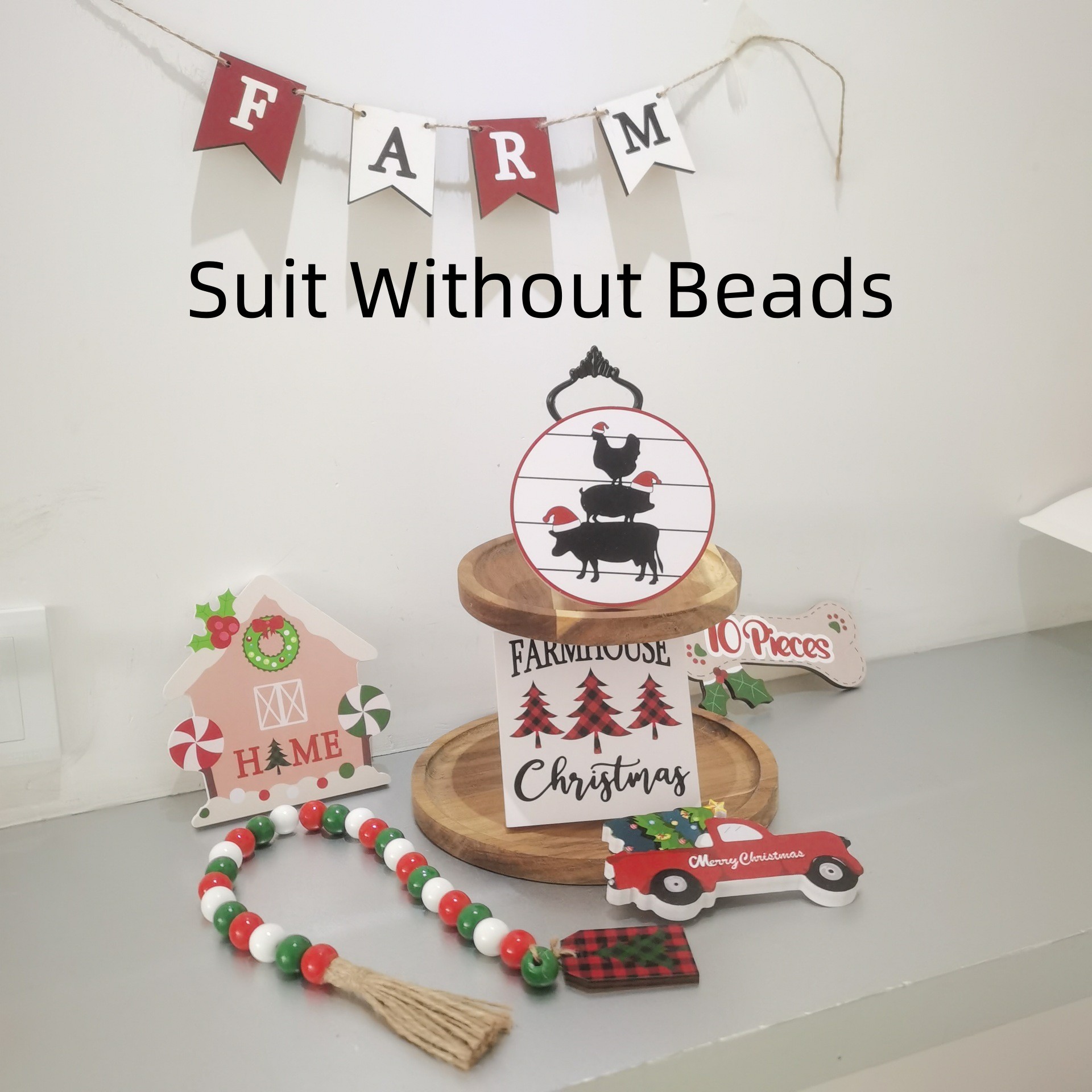 Christmas ornament decoration wooden (suit without beads)