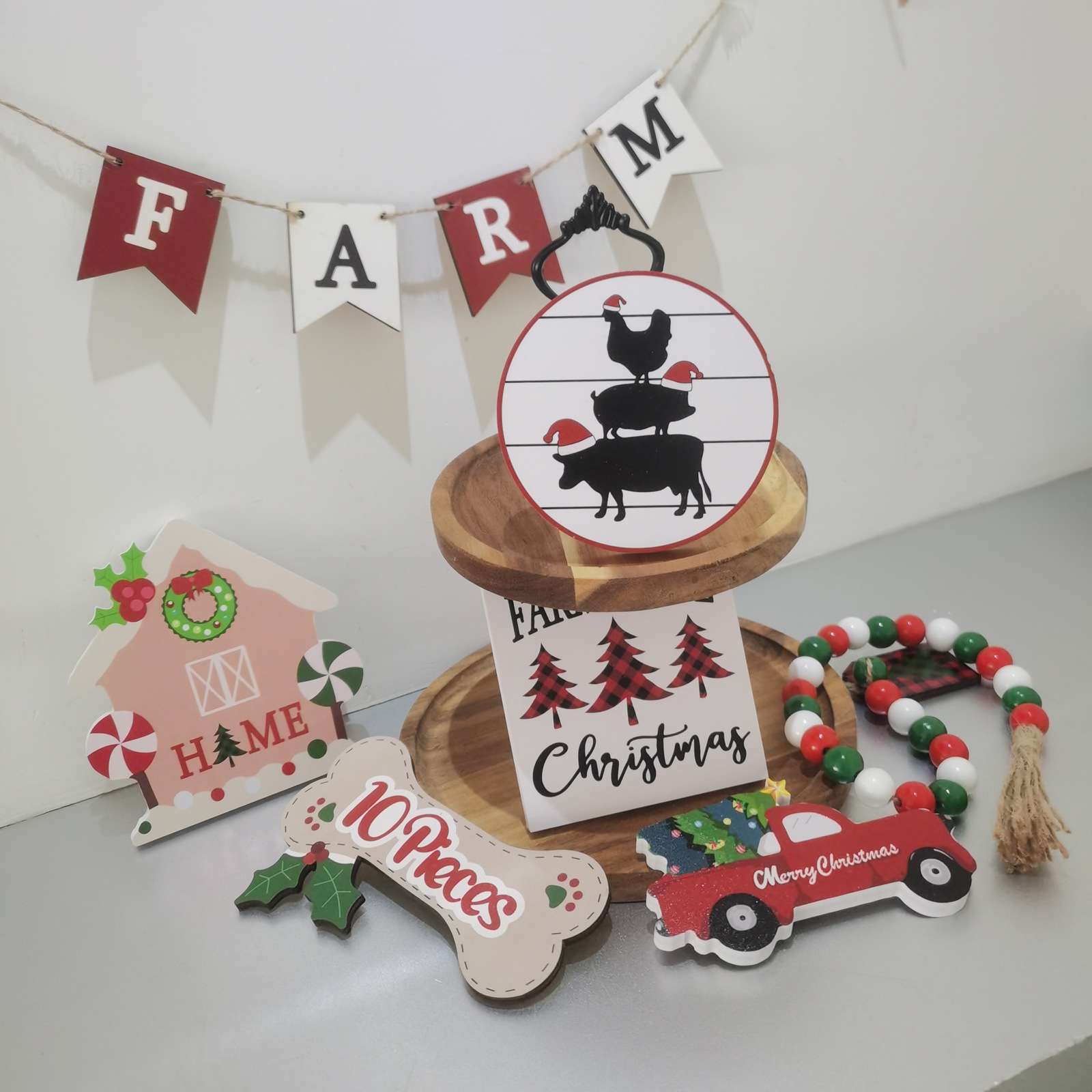 Christmas ornament decoration wooden (suit without beads)