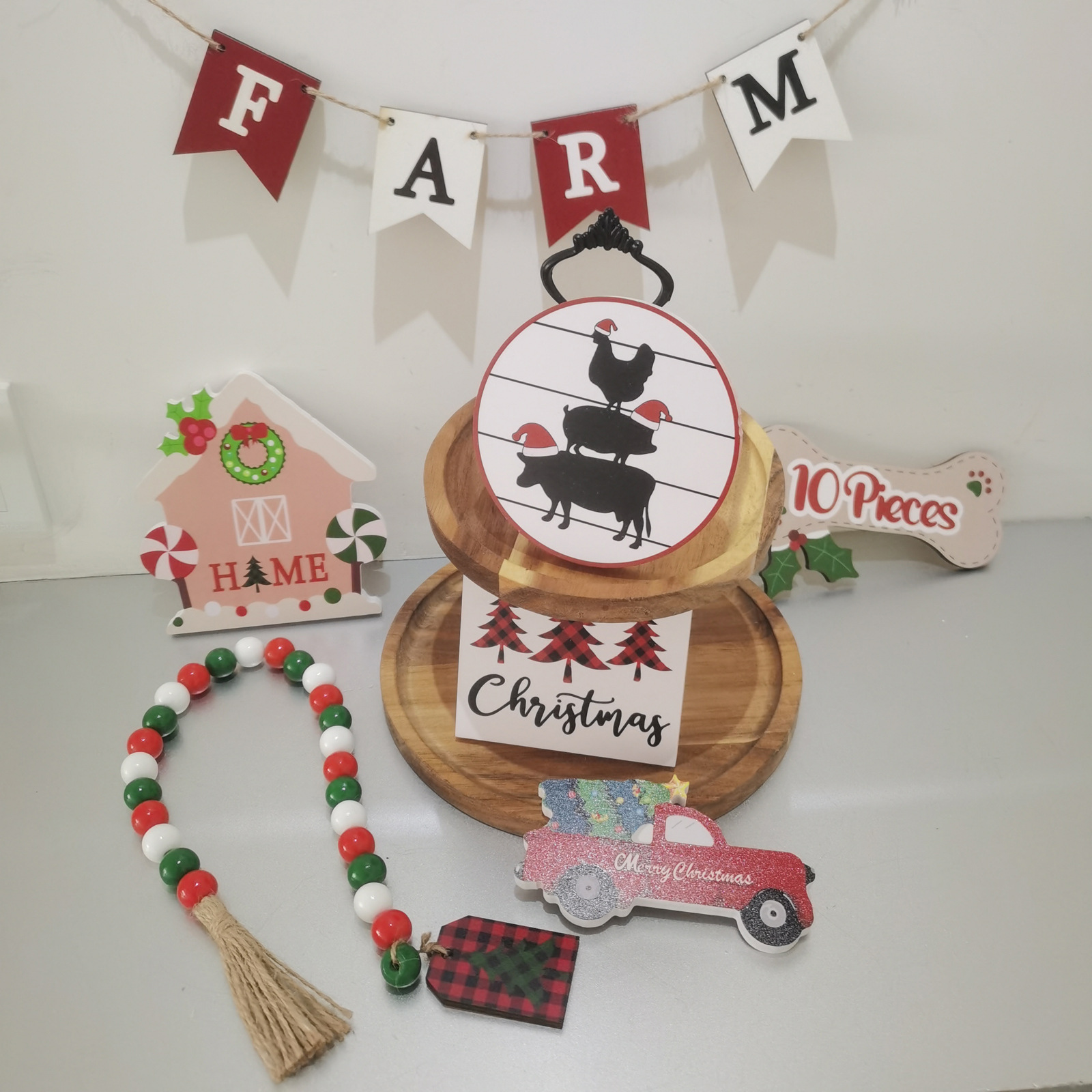 Christmas ornament decoration wooden (suit without beads)
