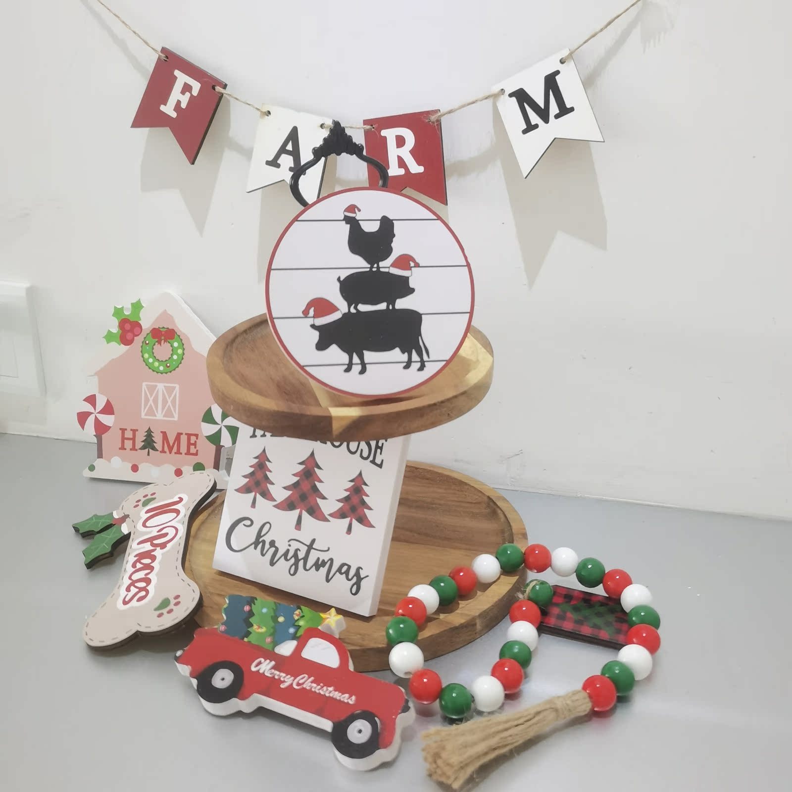Christmas ornament decoration wooden (suit without beads)