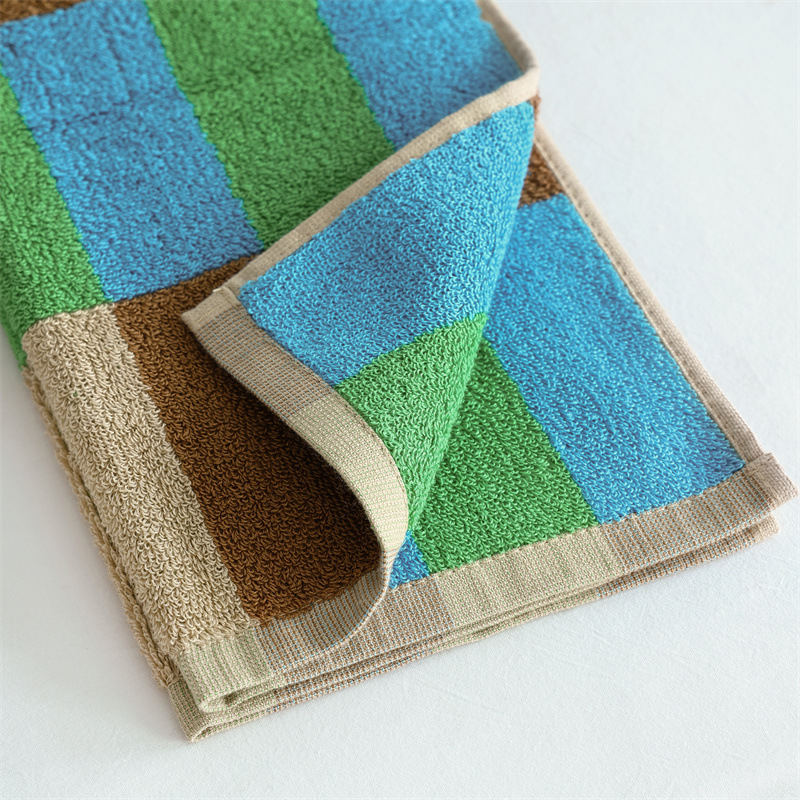 Yarn-dyed Vintage Plaid Towel Soft Absorbent Class A Combed Cotton Contrast Color