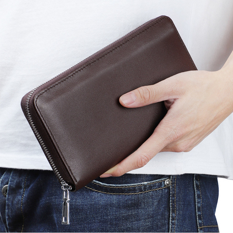 Men's Belt Notebook Genuine Leather Clutch Bag