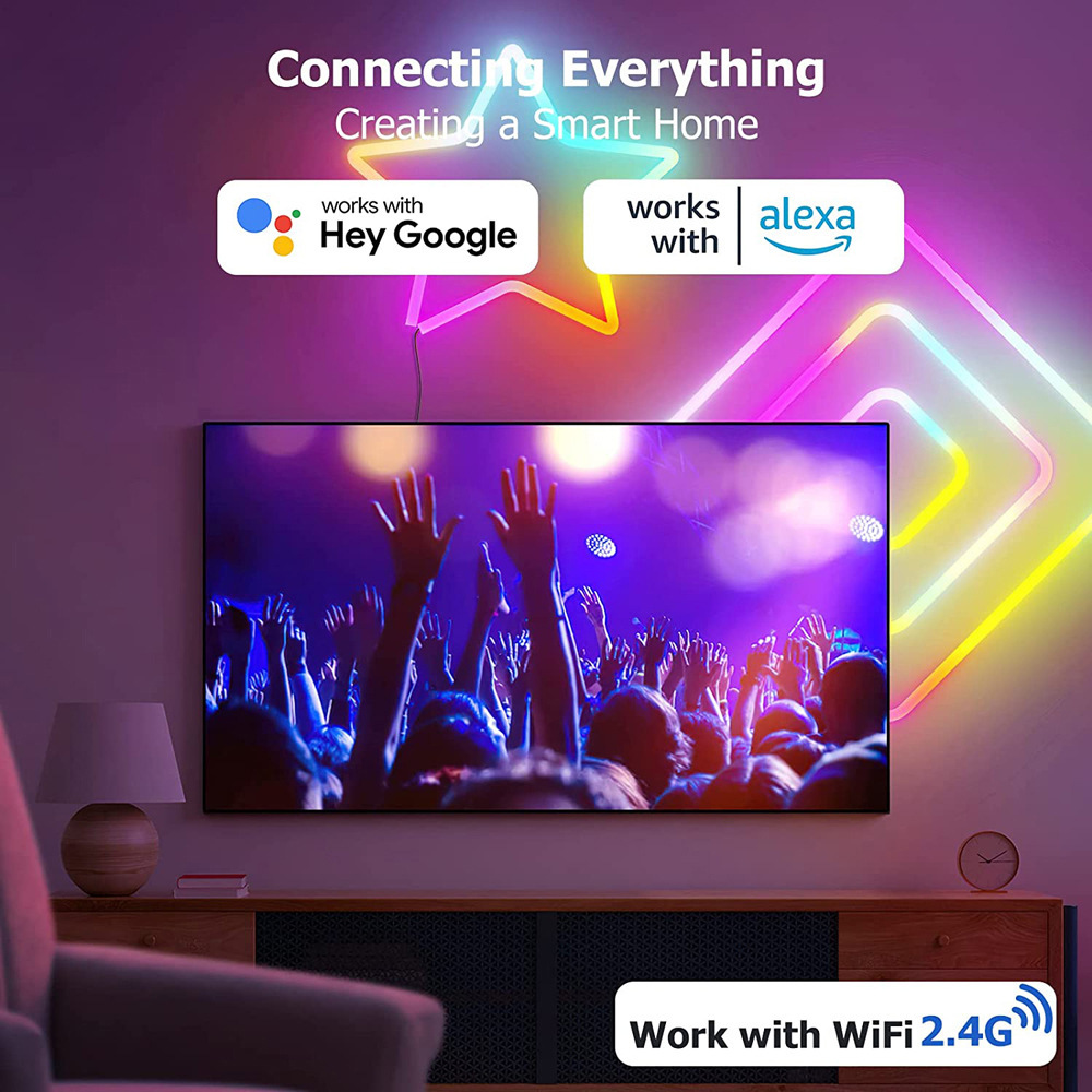 إضاءة LED ذكية مع شريط نيون وتحكم عبر تطبيق