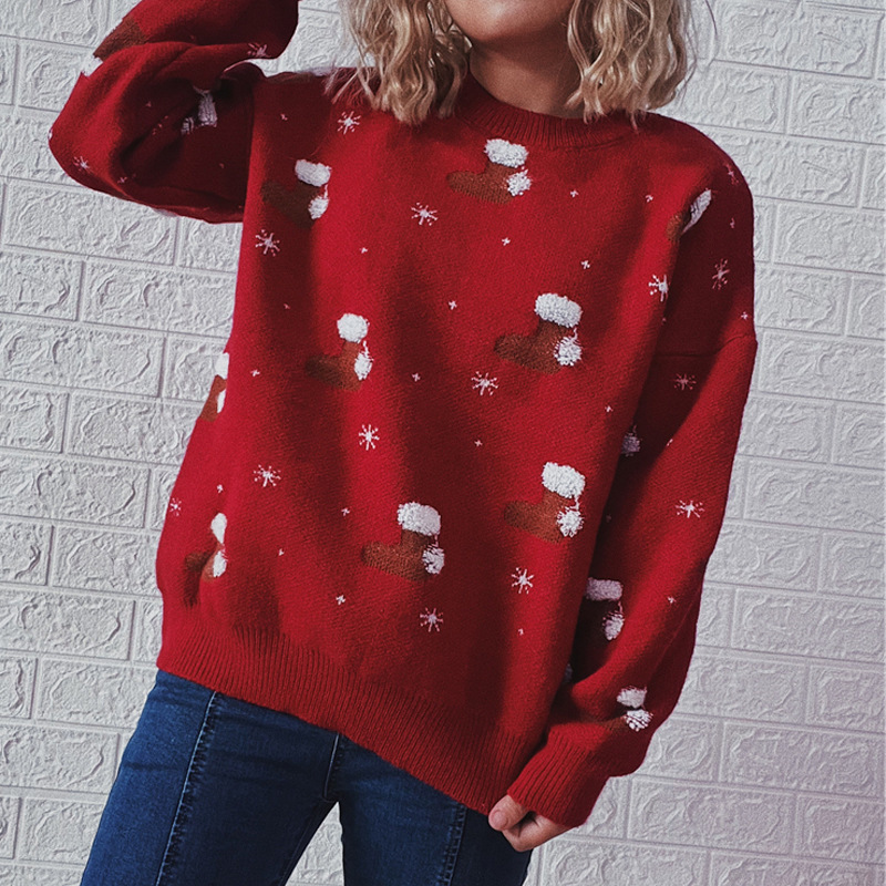 Women's Fashion Round Neck Long Sleeve Christmas Sweater