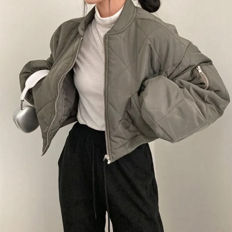 Winter Temperament Wild Loose Short Long Sleeve Cotton-padded Jacket