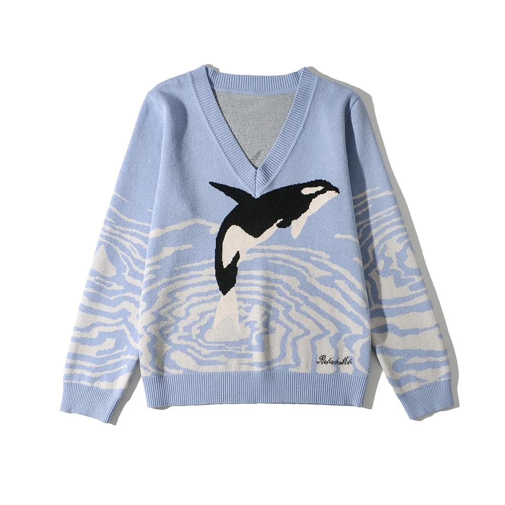 Women's Dolphin Printing Long Sleeve Loose Sweater