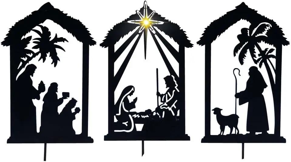 Christmas Birth Shadow Pile Outdoor Ornamental Floor Outlet Metal Silhouette