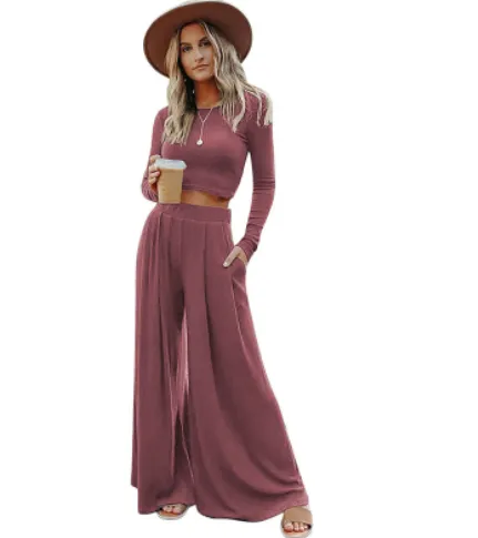 Shiying Autumn New Solid Color Casual Trousers Suit For Women Pink - Shop at LoveMi