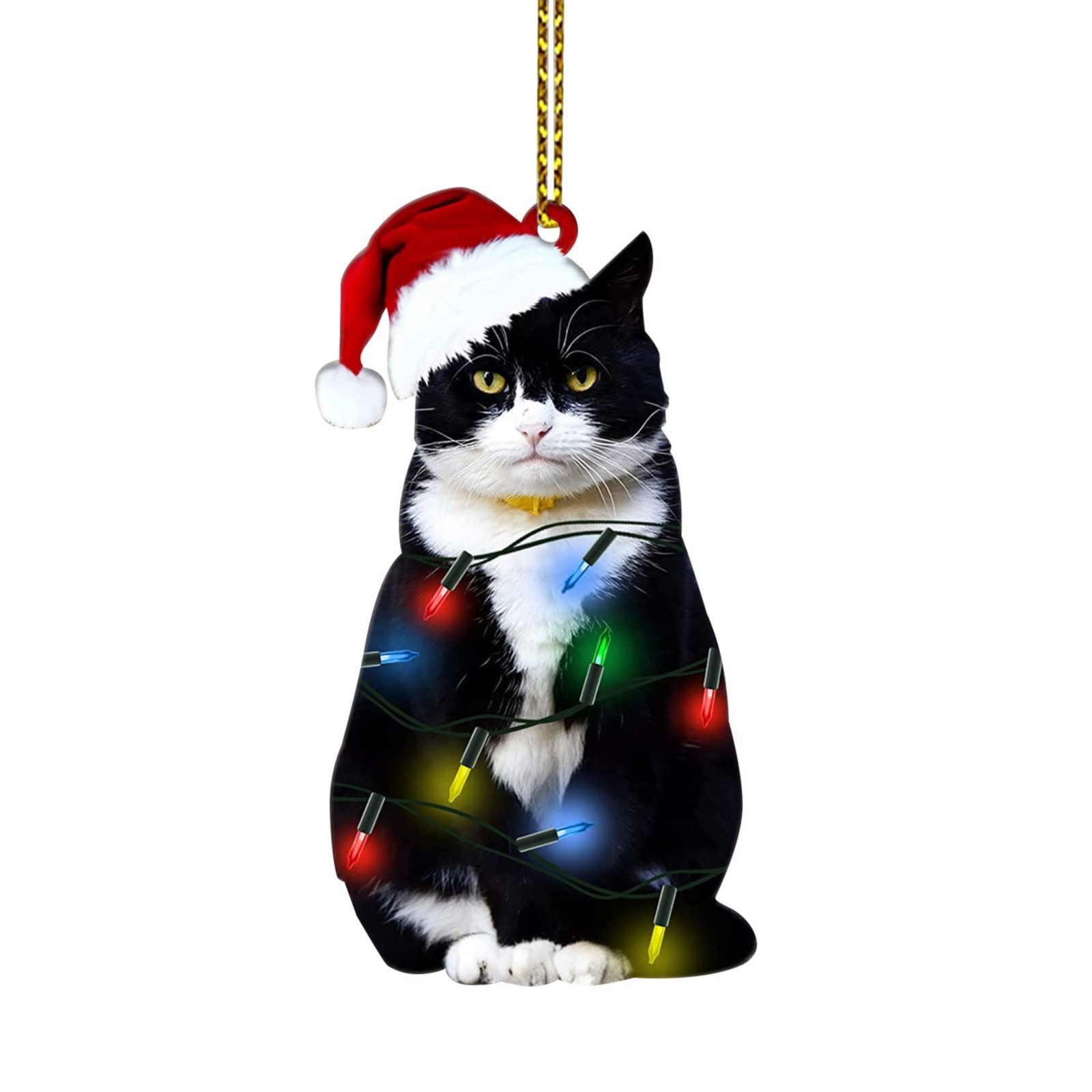 Black Cat Christmas Decorations Acrylic Double sided Printing Ornaments Lighting Chain Cat - Shop at LoveMi