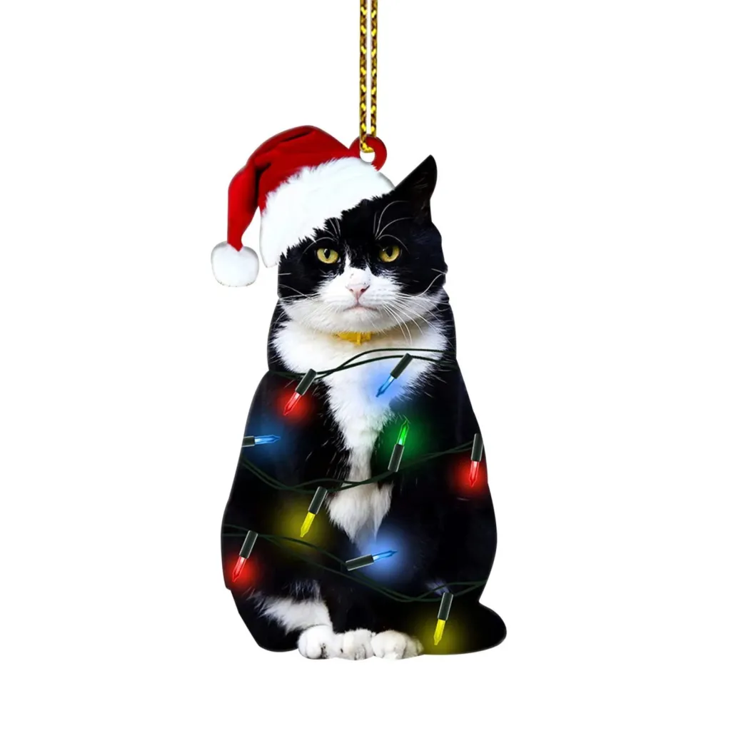 Black Cat Christmas Decorations Acrylic Double-sided Printing Ornaments - Lighting Chain Cat