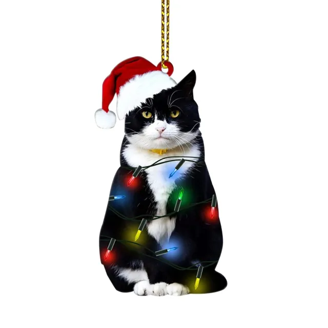 Black Cat Christmas Decorations Acrylic Double sided Printing Ornaments Lighting Chain Cat - Shop at LoveMi