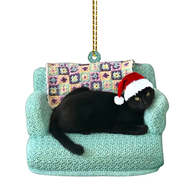 Black Cat Christmas Decorations Acrylic Double sided Printing Ornaments Sofa Cat - Shop at LoveMi
