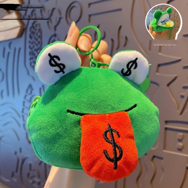 Creative Cartoon Plush Money Frog Coin Purse Keychain Red Tongue - Shop at LoveMi