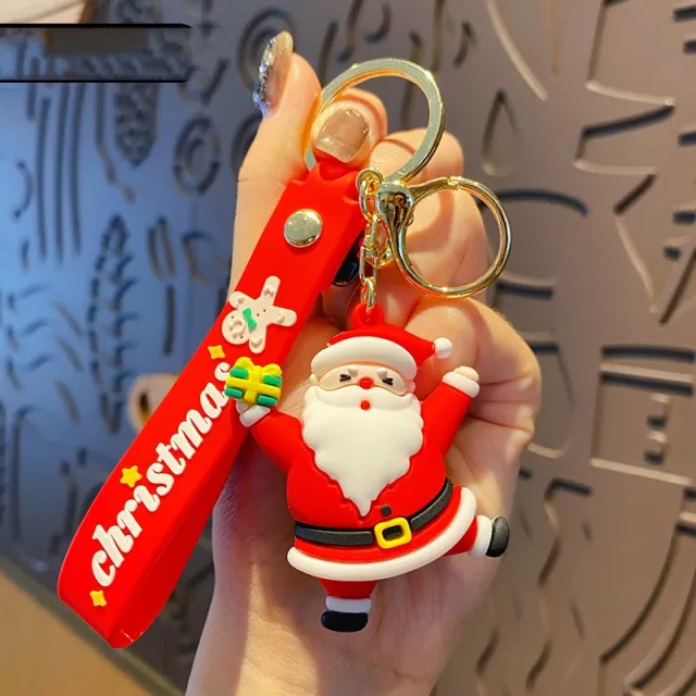 Cartoon Epoxy Santa Claus David's Deer Doll Keychain Santa Claus A Gift Box - Shop at LoveMi