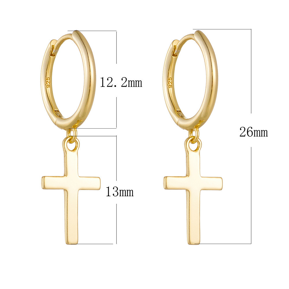 European And American S925 Sterling Silver Cross Earrings Earrings For Women