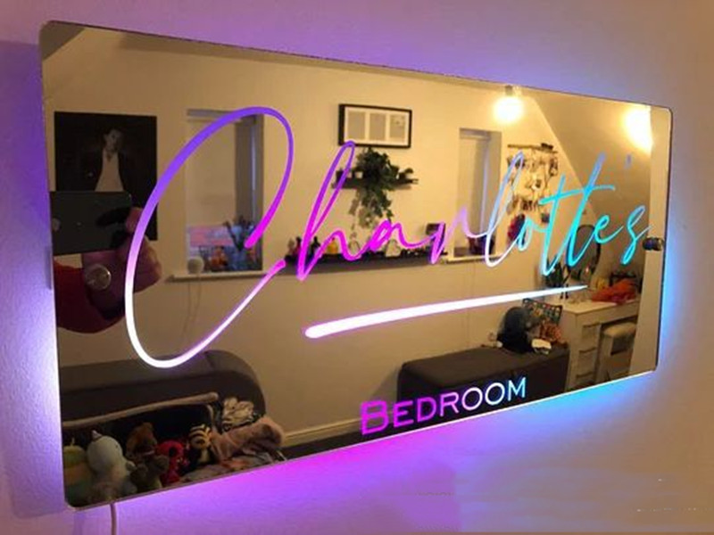 Personalised Name LED Wall Mirror – Custom Light-Up Mirror for Bedroom Décor - Image 2