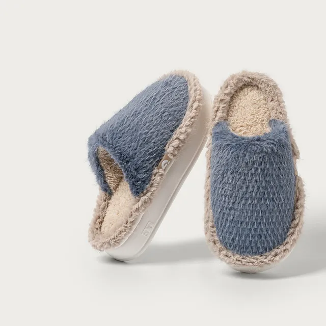 Plush Cotton Slippers Women's Home Soft Bottom Warm Keeping Blue - Shop at LoveMi