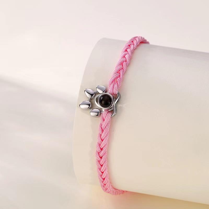 Pink rope silver pendant