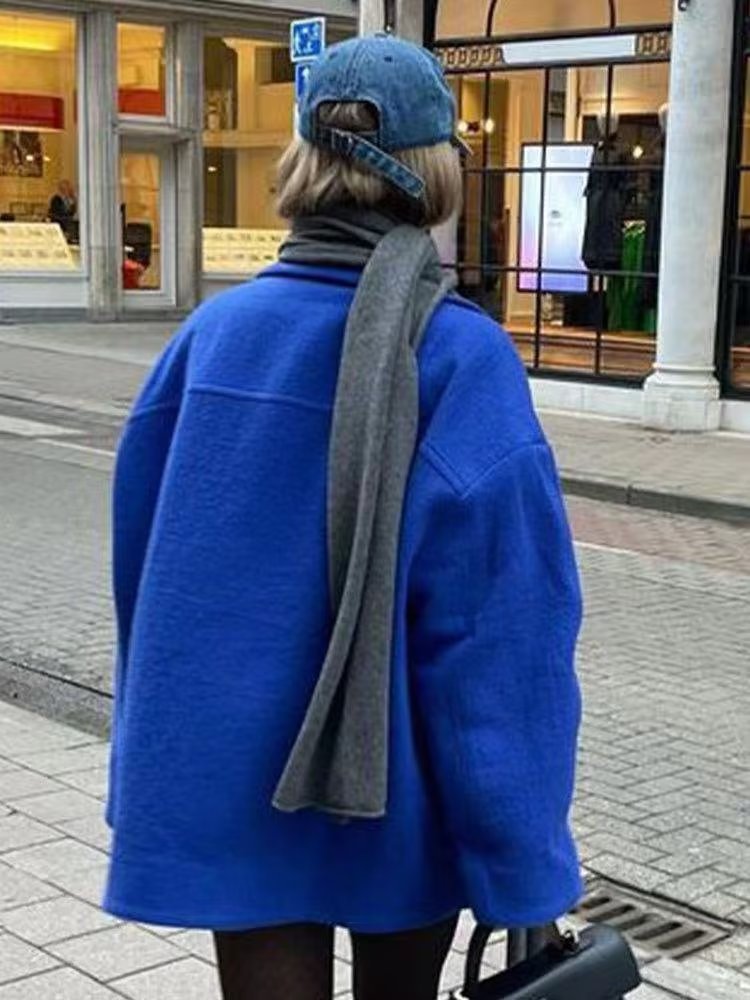 Loose Double-breasted Short Design Woolen Coat