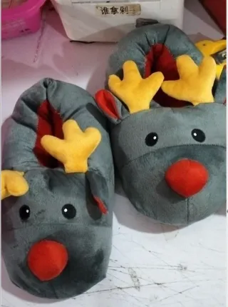 Christmas Shoes Cute Elk Home Slippers - Grey