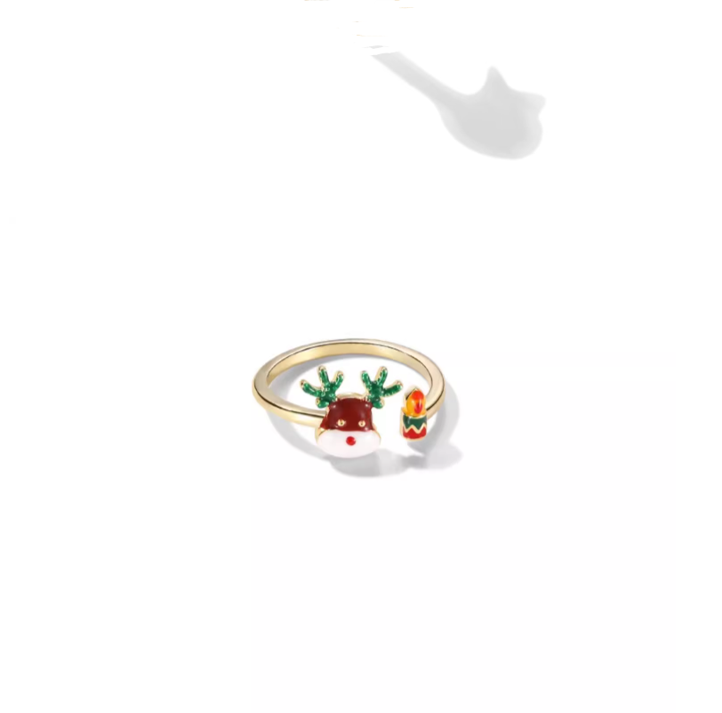 Christmas Elk Ring Female Niche Design Sense Cute Food Ring