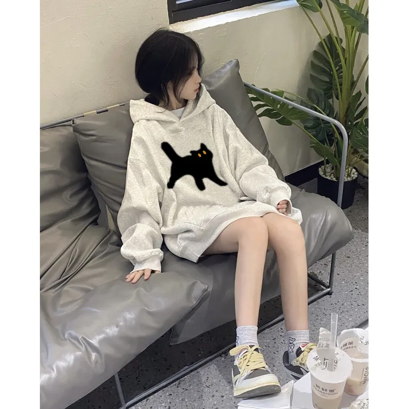 Vintage Hoodie Jacket Ladies With Loose Hoodie - White Grey And Velvet