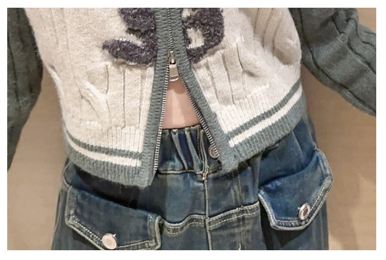 American-style Retro Style Fashionable Fashionable Design Double Zipper Sweater - Image 5