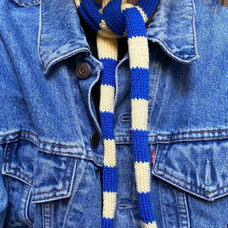 French Minority Striped Thin Scarf