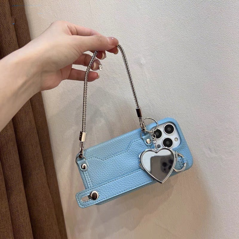 Ins Niche Portable Heart Shape Mirror Phone Case