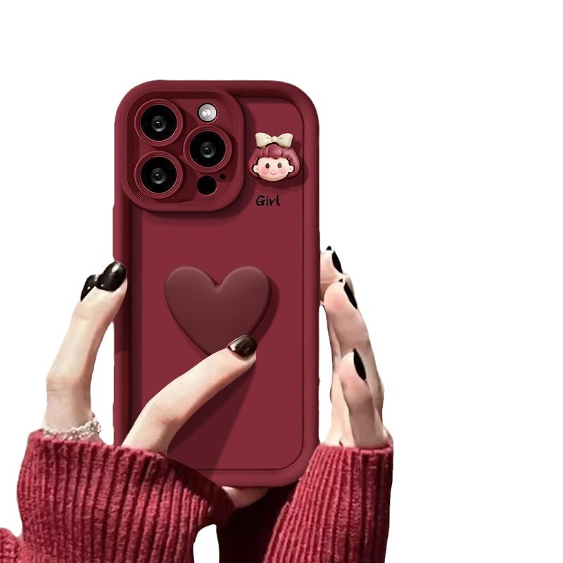 Wine Red Love Girl Phone Case - Image 3