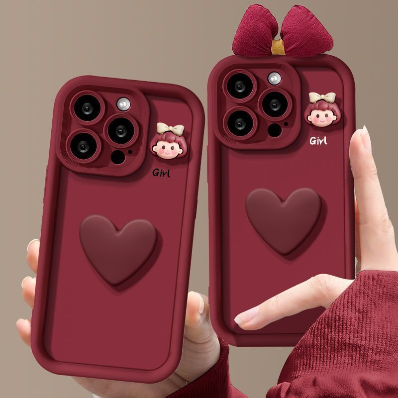 Wine Red Love Girl Phone Case - Image 2