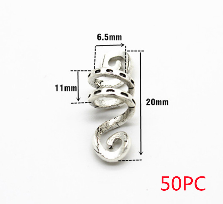 Silver Viking Spiral hair braid Silver 50Pc - Shop at LoveMi