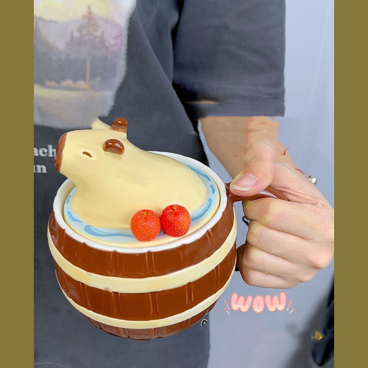 Creative Girl With Cover Spoon Ceramic Cup